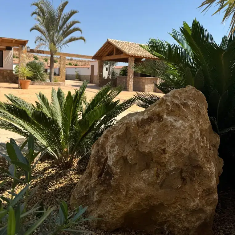 Vista de la barbacoa de invierno desde el jardín